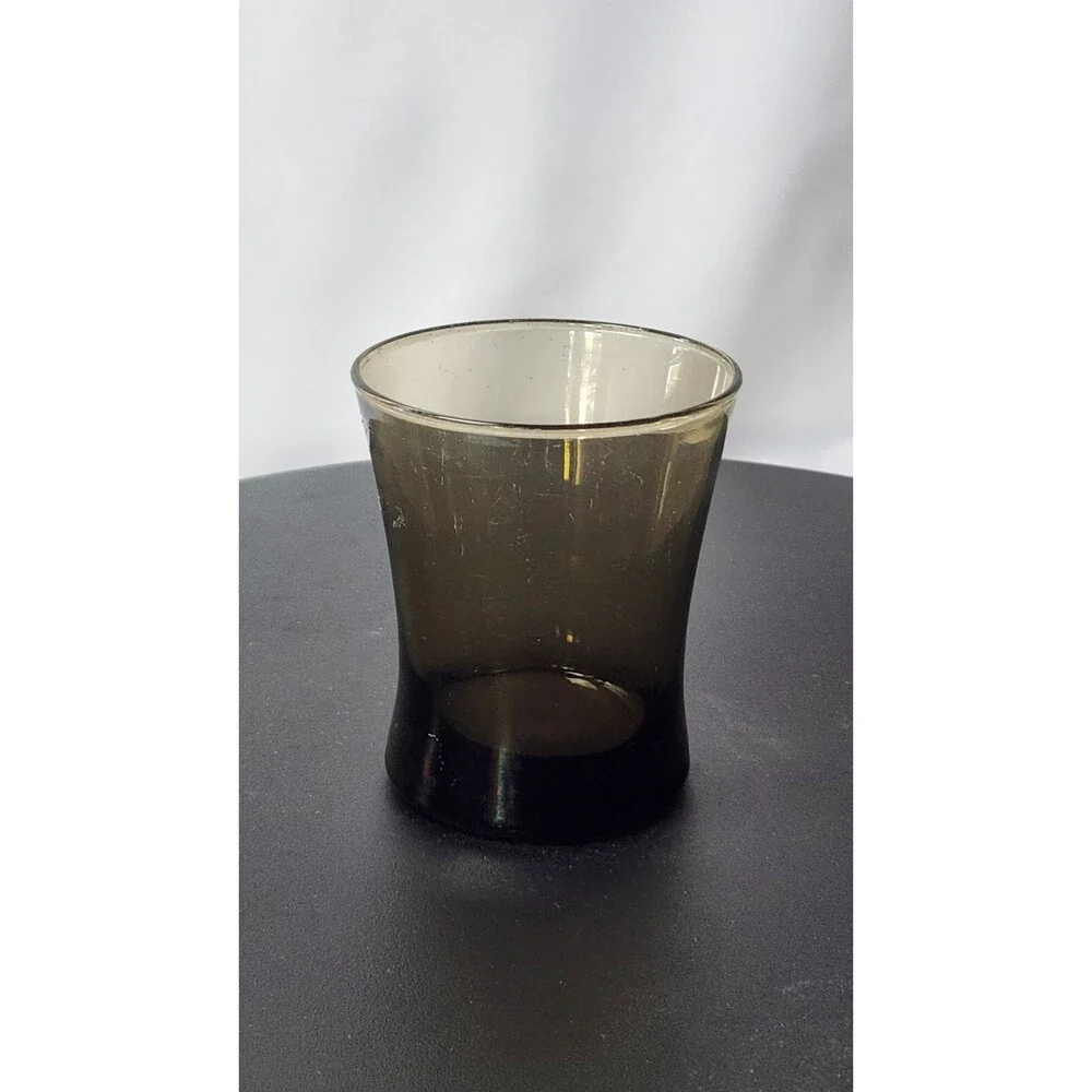 Anchor Hocking MCM Smoke Brown Hourglass 10oz. Rocks Lowball Glasses Set Of 4